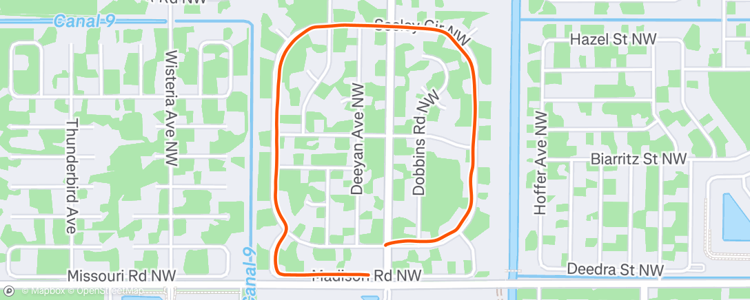 Map of the activity, Night Run