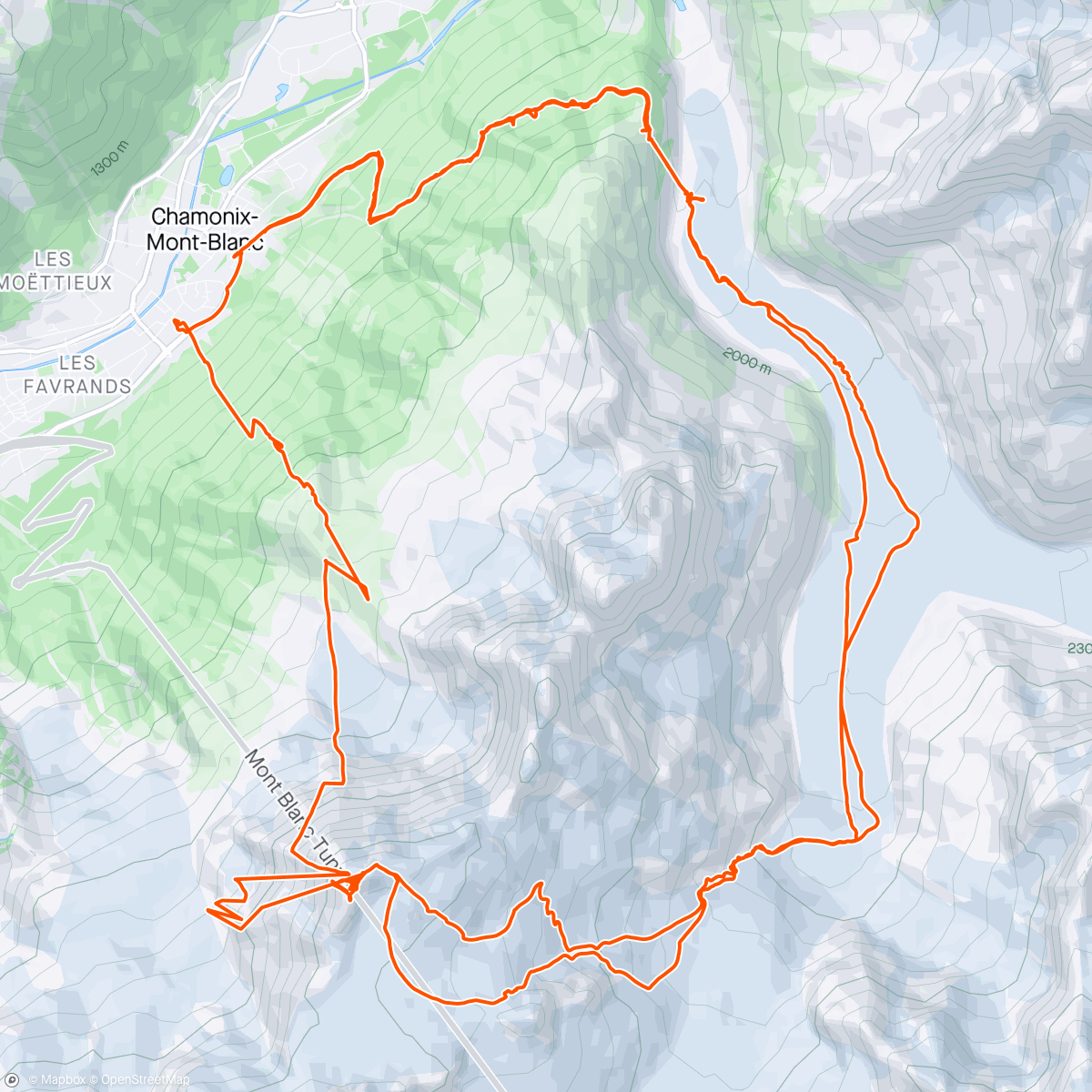 Map of the activity, Vallee Blanche