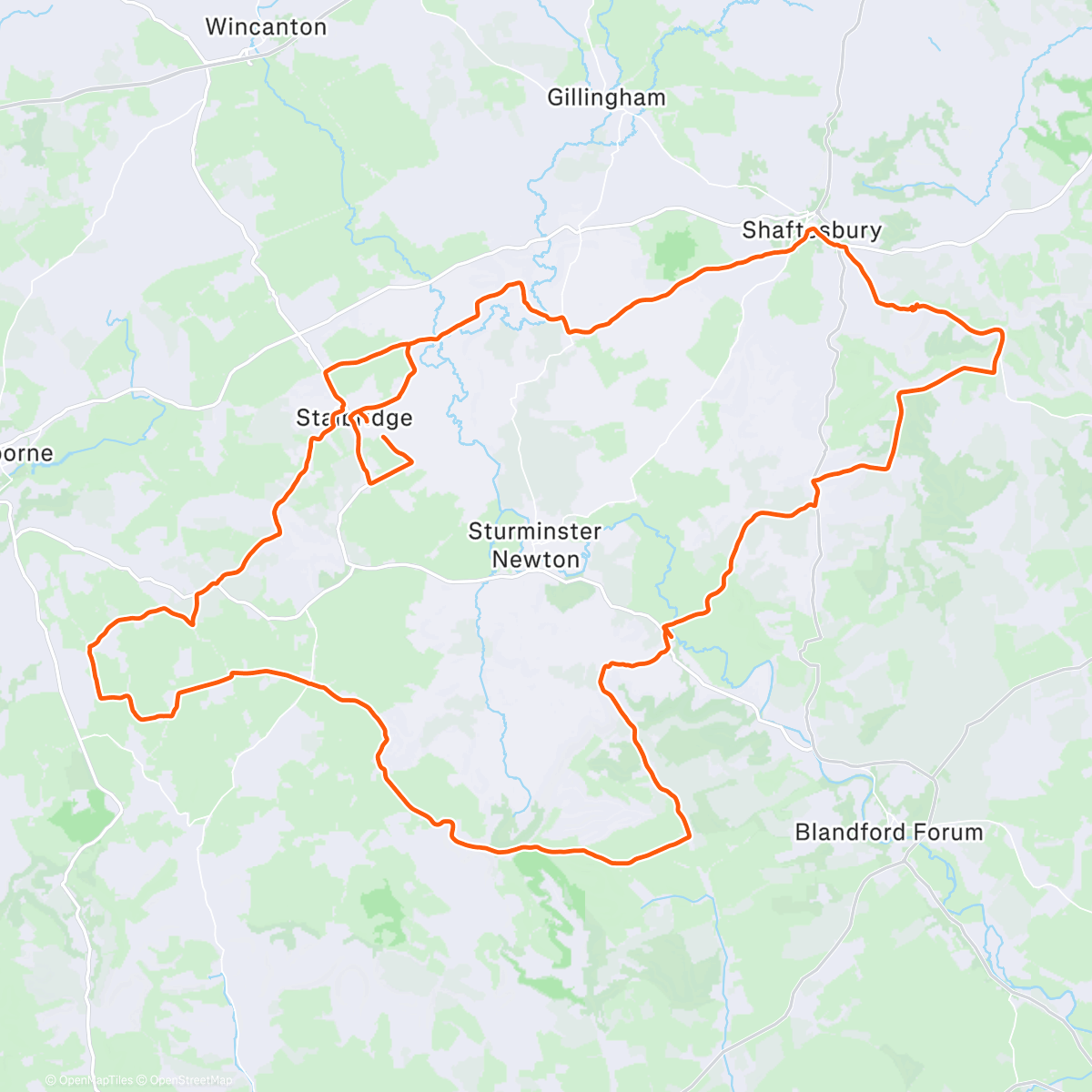 Карта физической активности (Gravel Bike - Gold Hill, Zig Zag Hill, Okeford Hill, Bulbarrow and everything in between.)