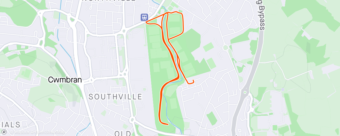 Map of the activity, Cwmbran Park run with WU/CD