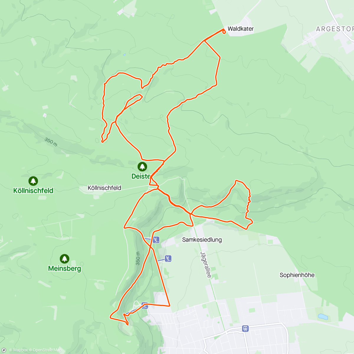 Map of the activity, Repeat last week (> 3h 1250 m+). Focused. Faster. Happy