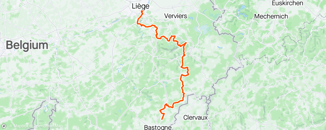 Map of the activity, Bastogne - Liege