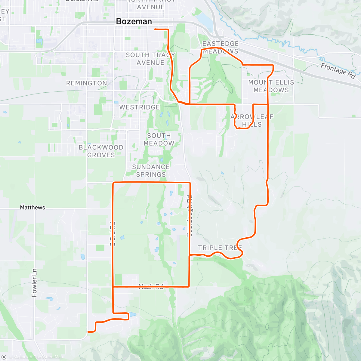 Map of the activity, Evening Ride