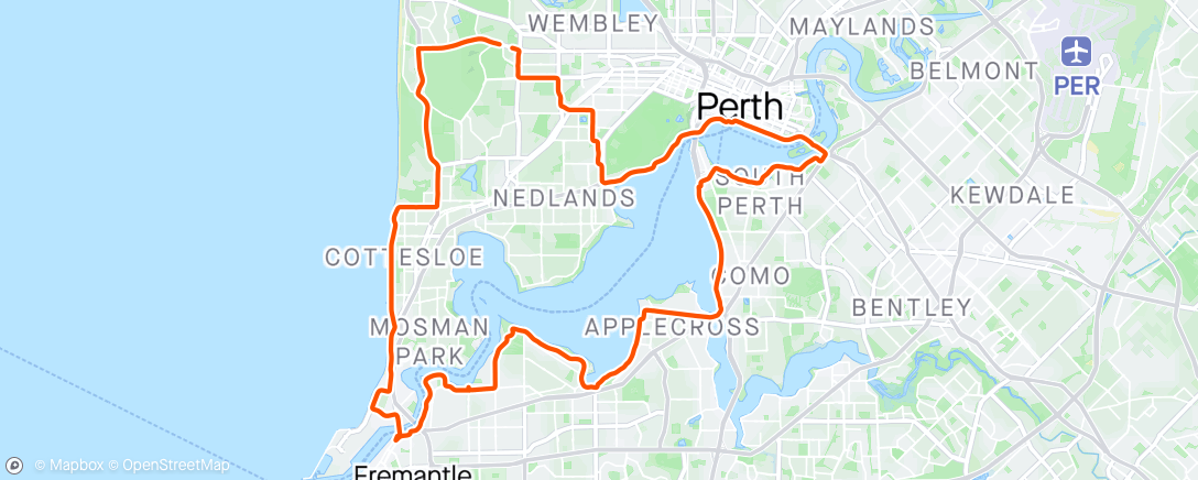 Map of the activity, Perth Swan River Loop