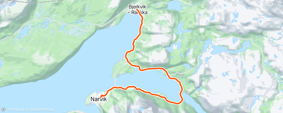 Mappa dell'attività «Kaffe-tur» til Bjerkvik via Rombakken!