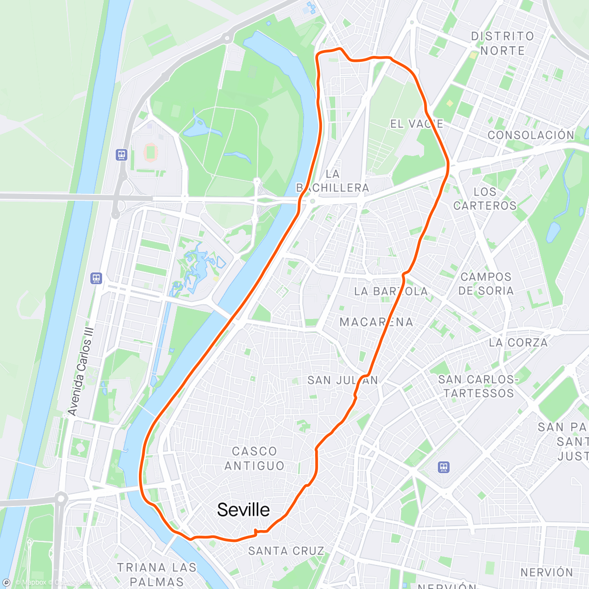 Карта физической активности (Morning Run in Seville)
