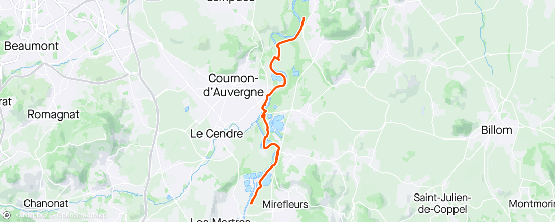 Map of the activity, VTT: Voie verte des bords de l'Allier avec les loulous
