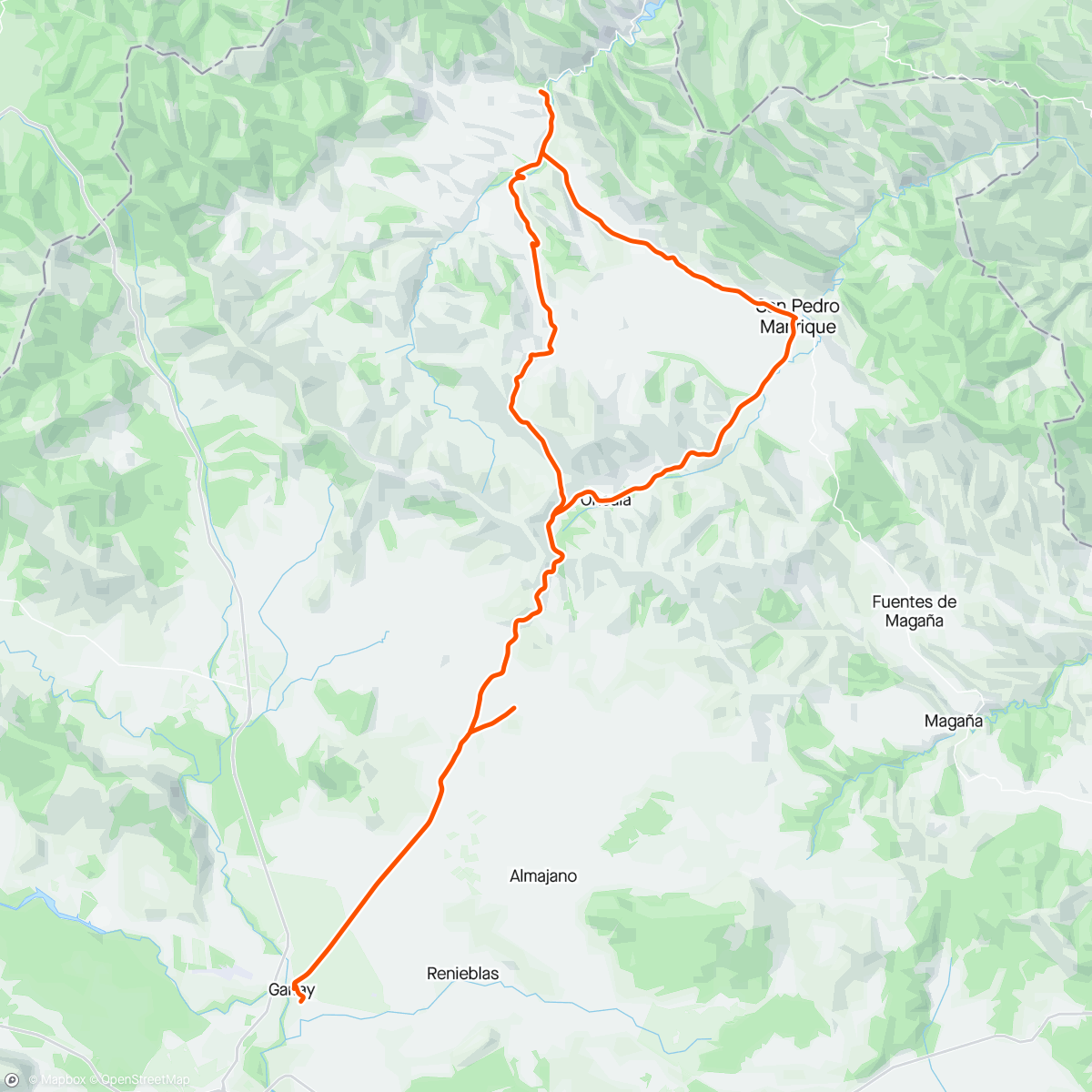 Map of the activity, Tierras altas de Soria