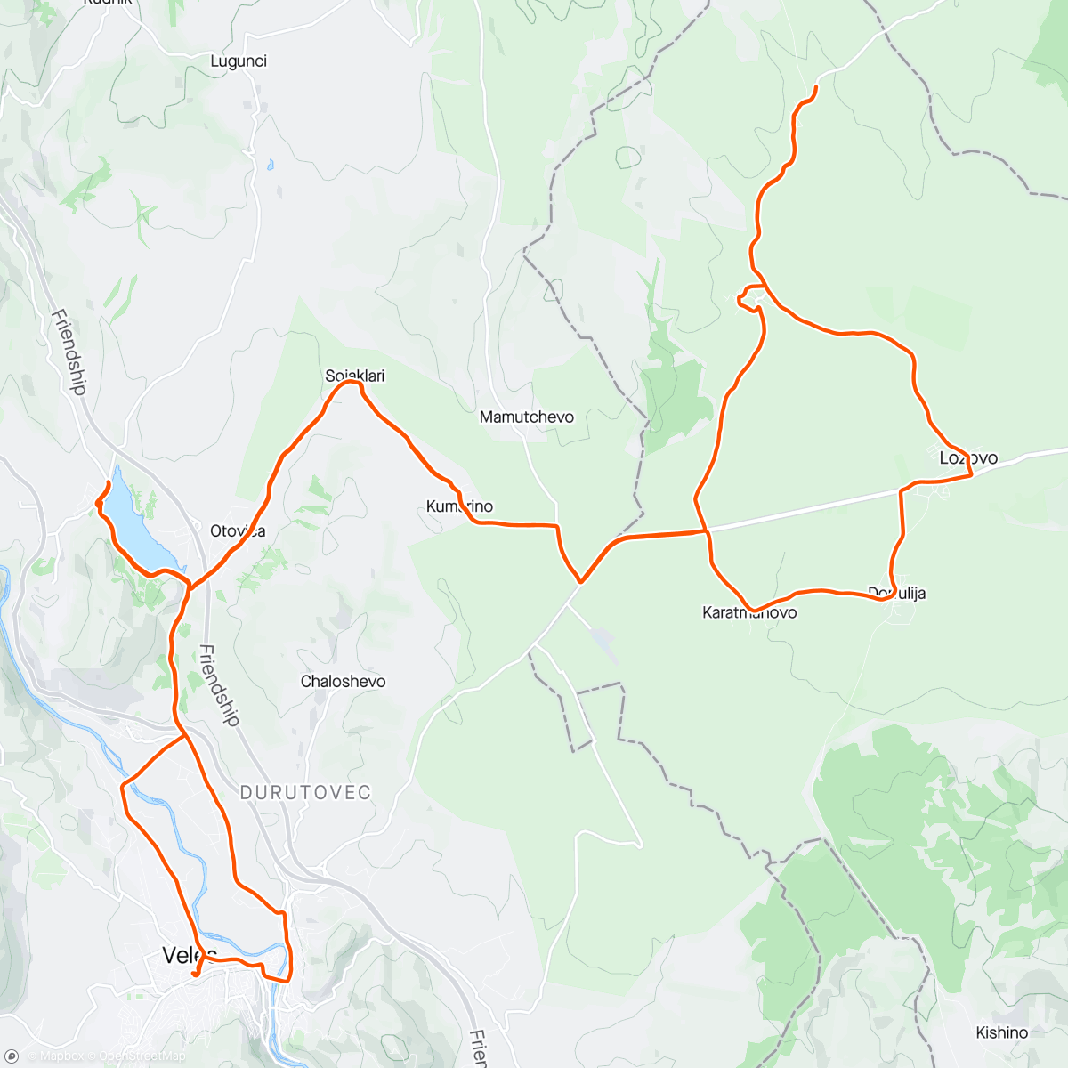 Map of the activity, VELES - DJUZEMELCI - VELES