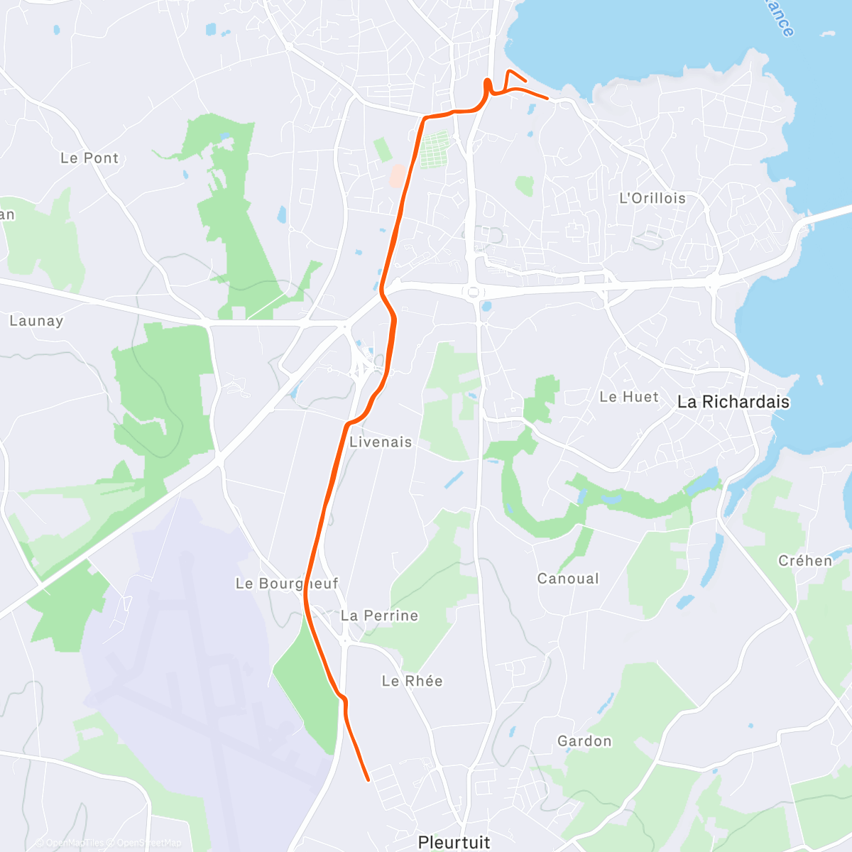 Map of the activity, 311 et dernier run 2025 : chauffe et 4x500 + 3000 allure libre