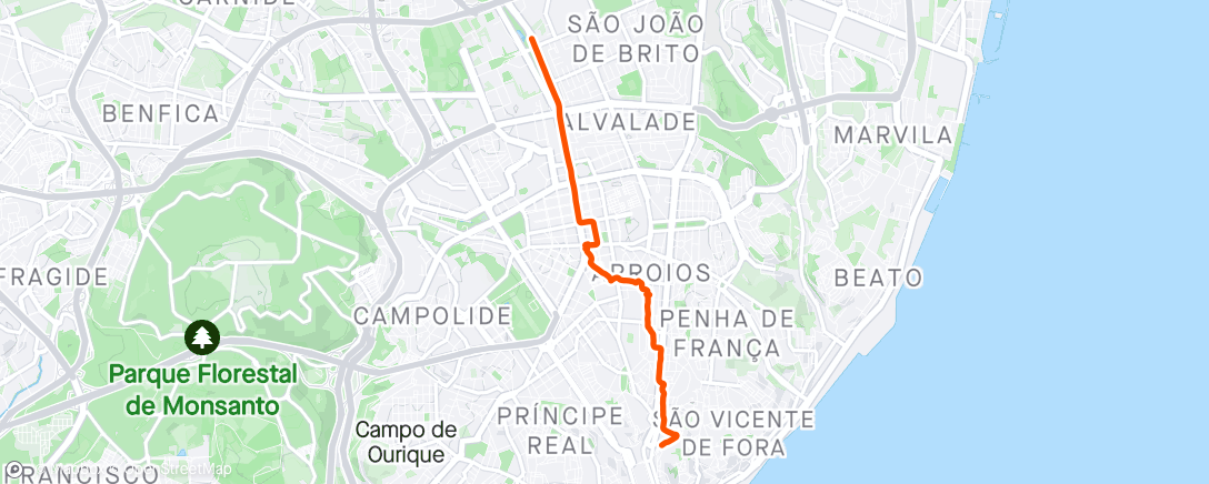 Mapa de la actividad, Lisbon stroll