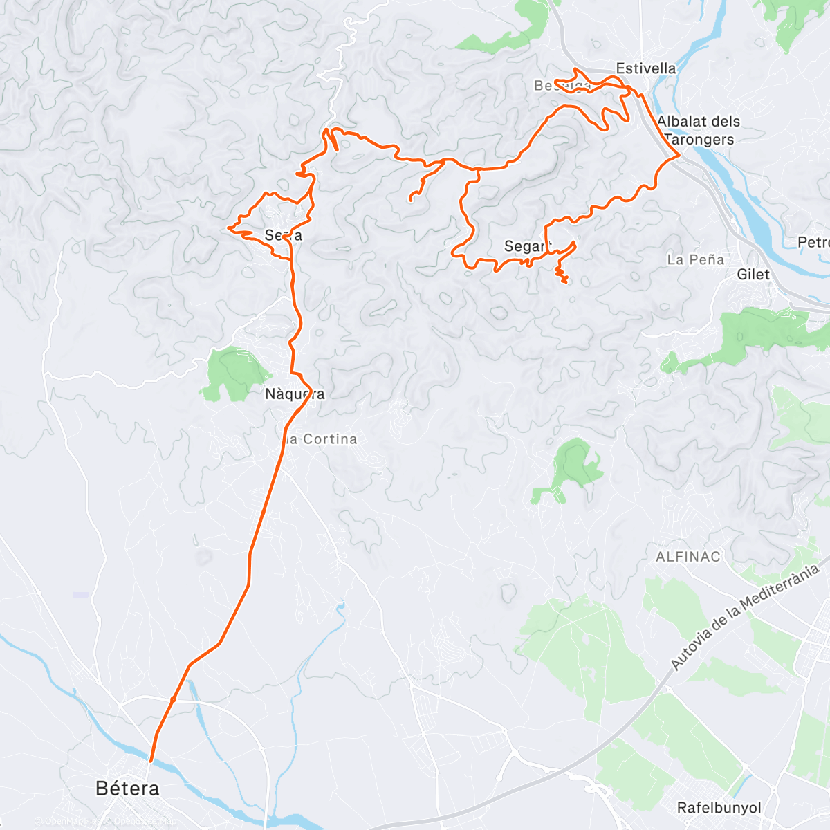 Map of the activity, Garbí - Murtal - Beselga - Frontera - Alt del Pi
