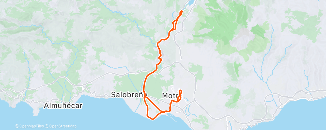 Map of the activity, Bicicleta por la tarde