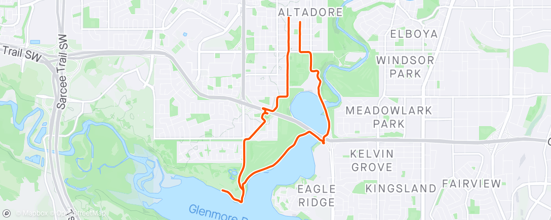 Map of the activity, Afternoon 🐶 Run - 4x8min efforts at 4:30-4:50 pace w 3min rest between ✅