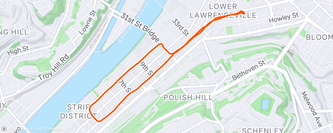 Map of the activity, Night Run