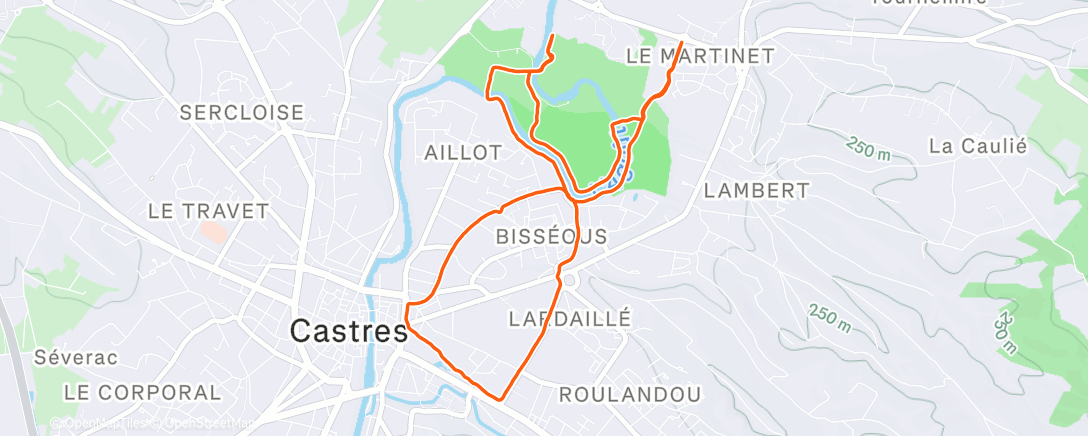 Карта физической активности (Footing le long de l’Agout)