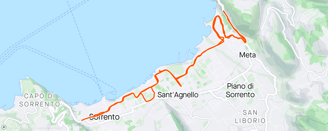 Map of the activity, ☁️ Sorrento to Meta 18km