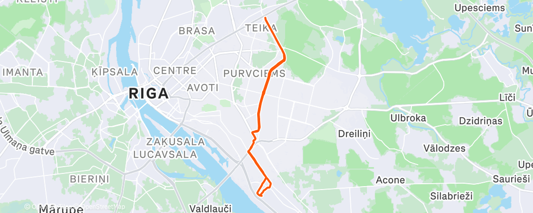 Map of the activity, Evening Run