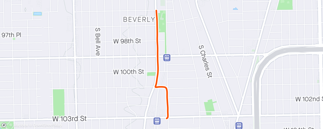 Map of the activity, 1M Birthday Run: The right knee may regret this (even more) tomorrow, but the heart didn’t want to break the streak of birthday runs.  The brain schemed for a route that had me running downhill for the first .33M, LOL.