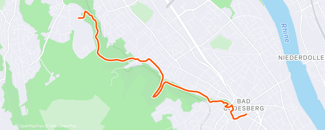 Map of the activity, Wanderung von Godesberg auf den Venusberg