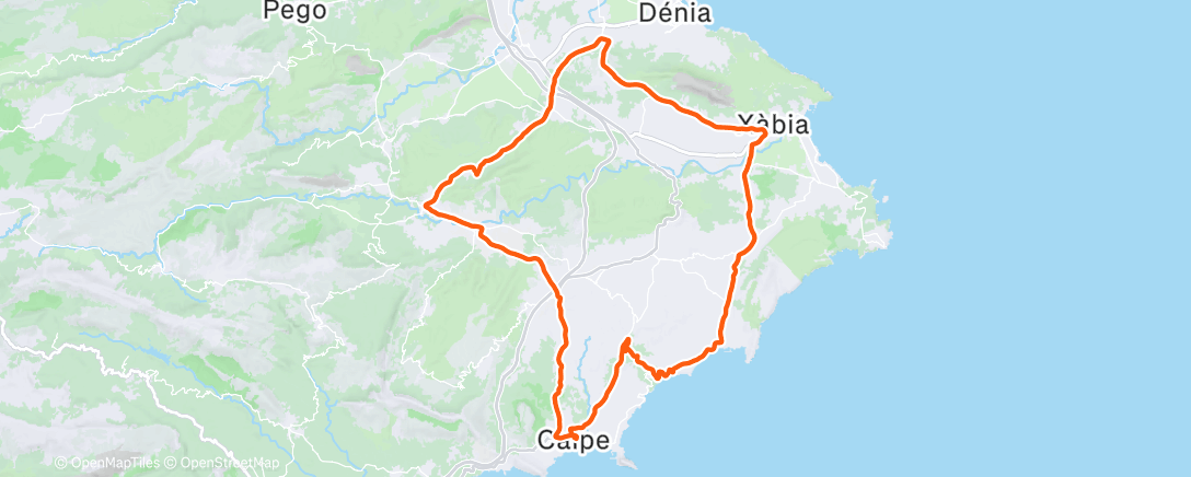 Map of the activity, Cycling