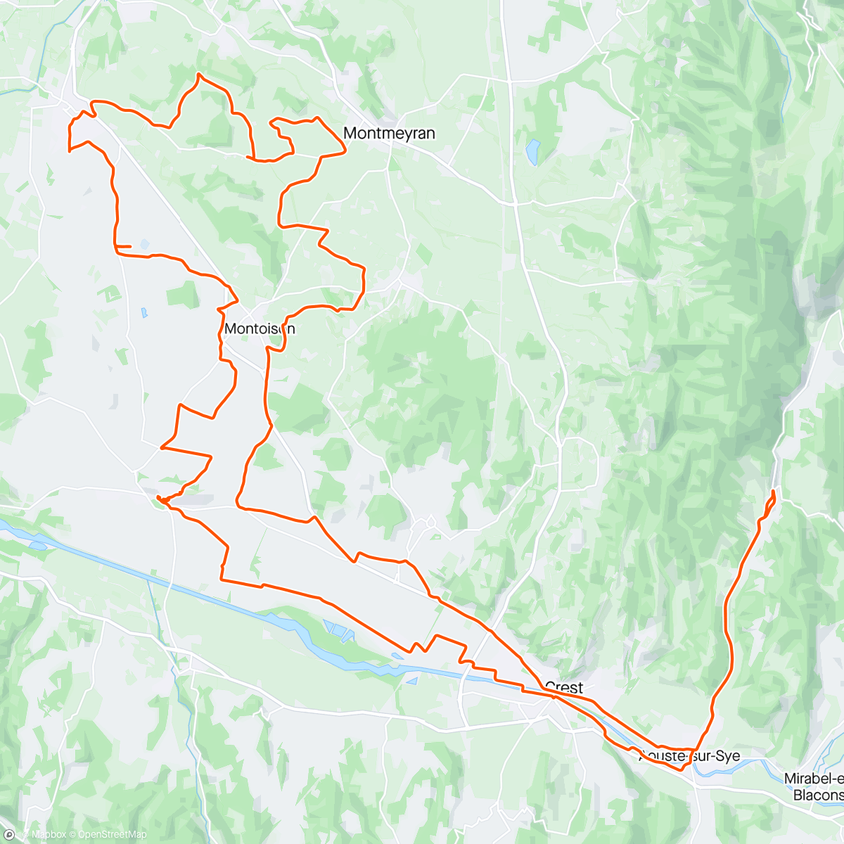 Map of the activity, ROU26, ENDUR/RÉCUP dans les petites routes bucoliques de la plaine Montoison-Upie-Etoile-Allex….