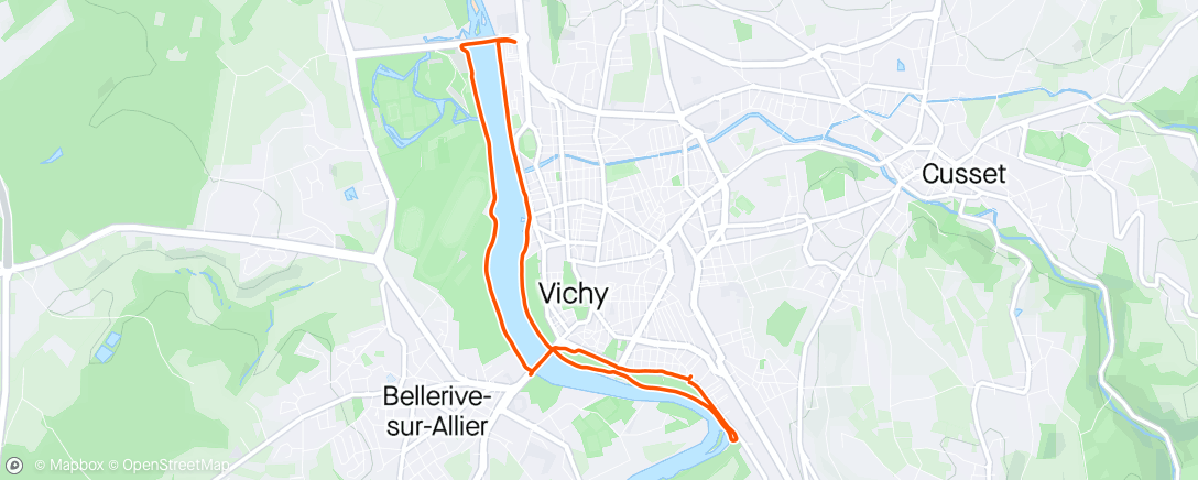 Mapa de la actividad, Course à pied en soirée