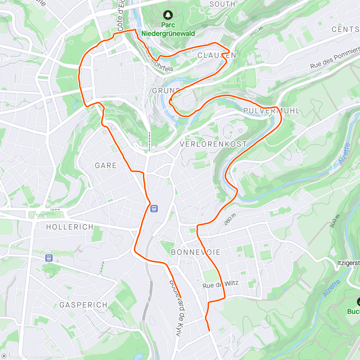 Map of the activity, Destress ride