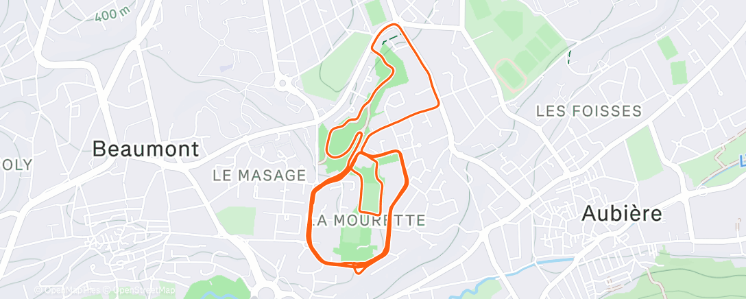 Map of the activity, Course à pied dans l'après-midi