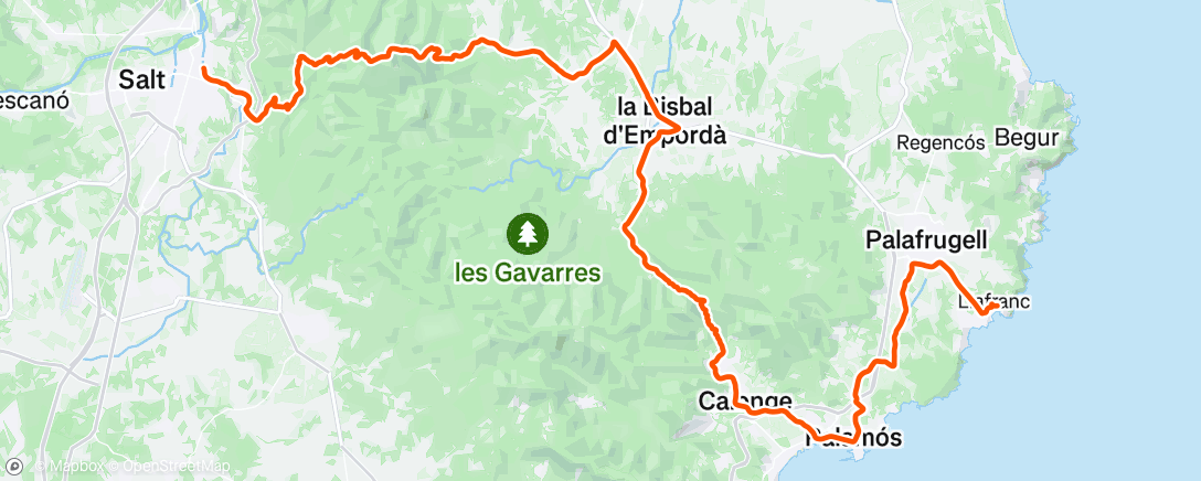 Map of the activity, Lunch Ride