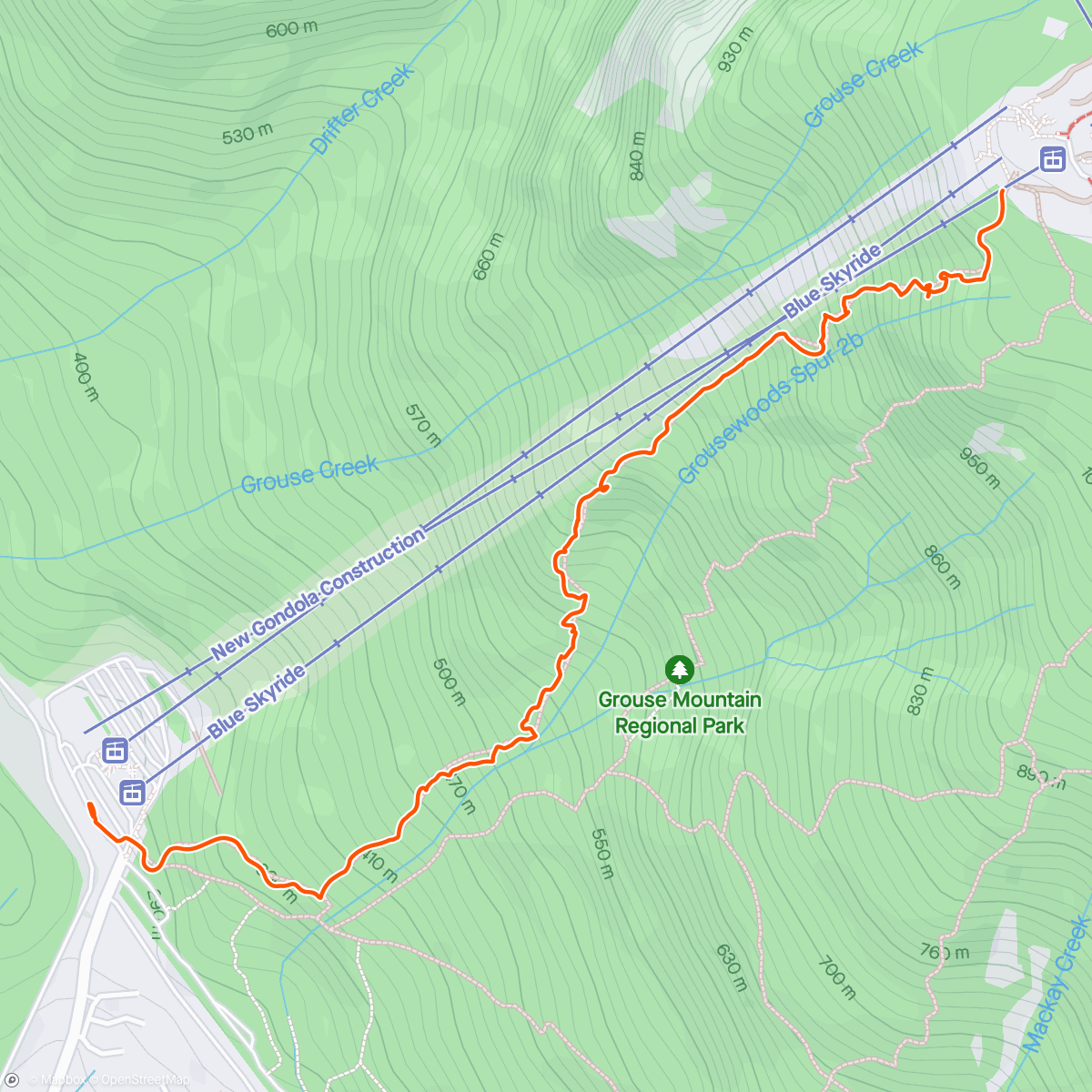 Map of the activity, Grouse Grind