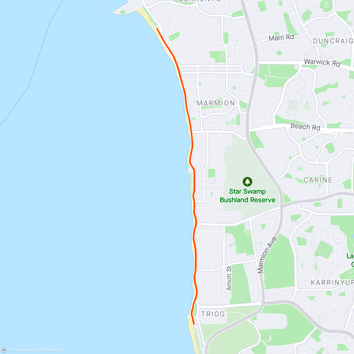 Mapa da atividade, 1 hour along the coast 😍