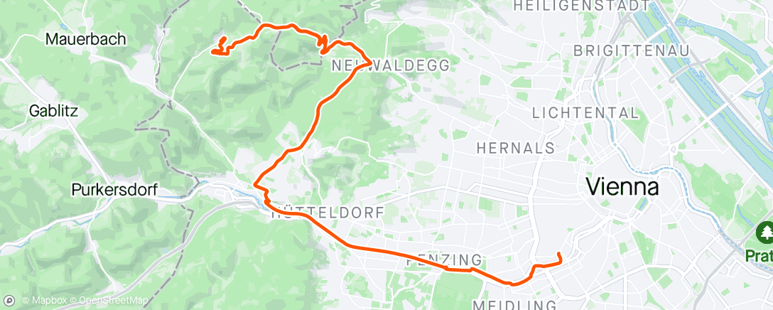 Mapa de la actividad (Radfahrt am Abend)