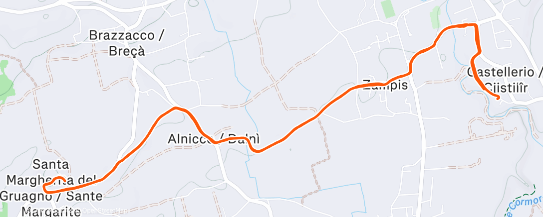 Map of the activity, Corsa pomeridiana