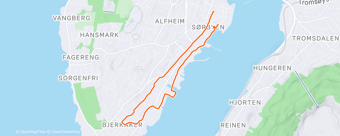 Map of the activity, Afternoon Run