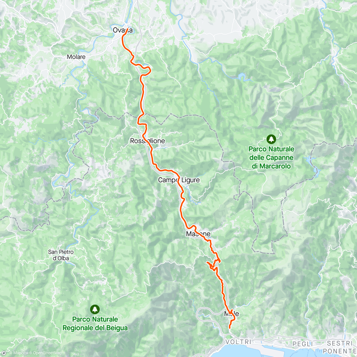 Map of the activity, ROUVY - Ovada to Arenzano | Italy