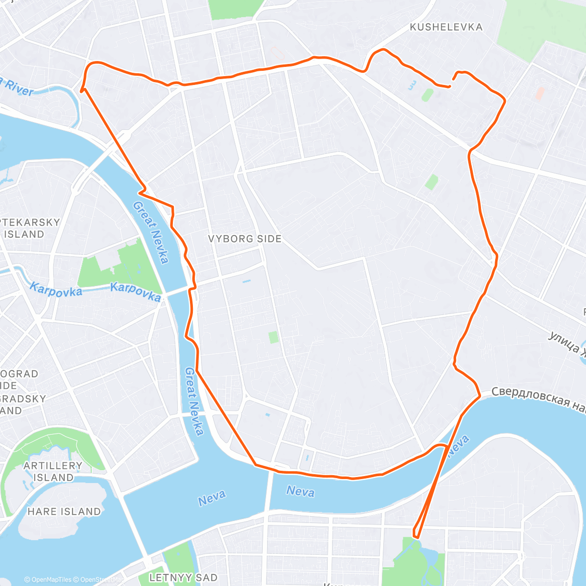 Map of the activity, Дневной забег