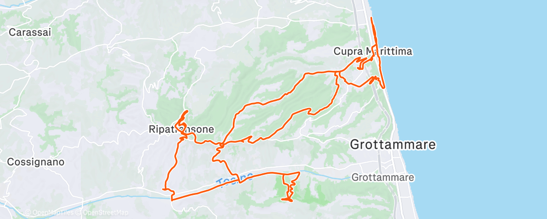 Map of the activity, Rico Bike Tour DALLE PALME AI COLLI PICENI