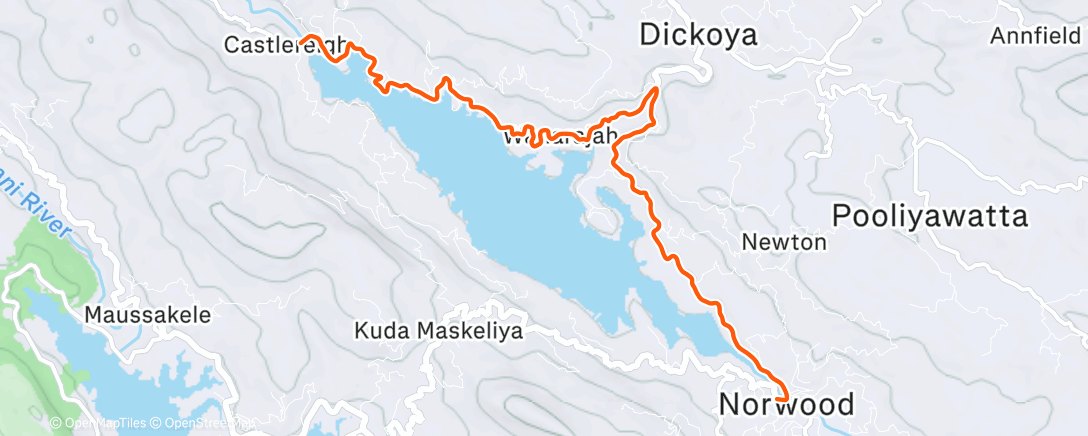 Map of the activity, Evening Ride