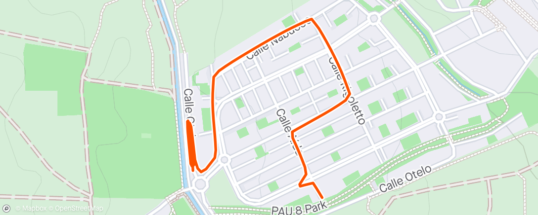 Map of the activity, 6 x 100m plus cool down