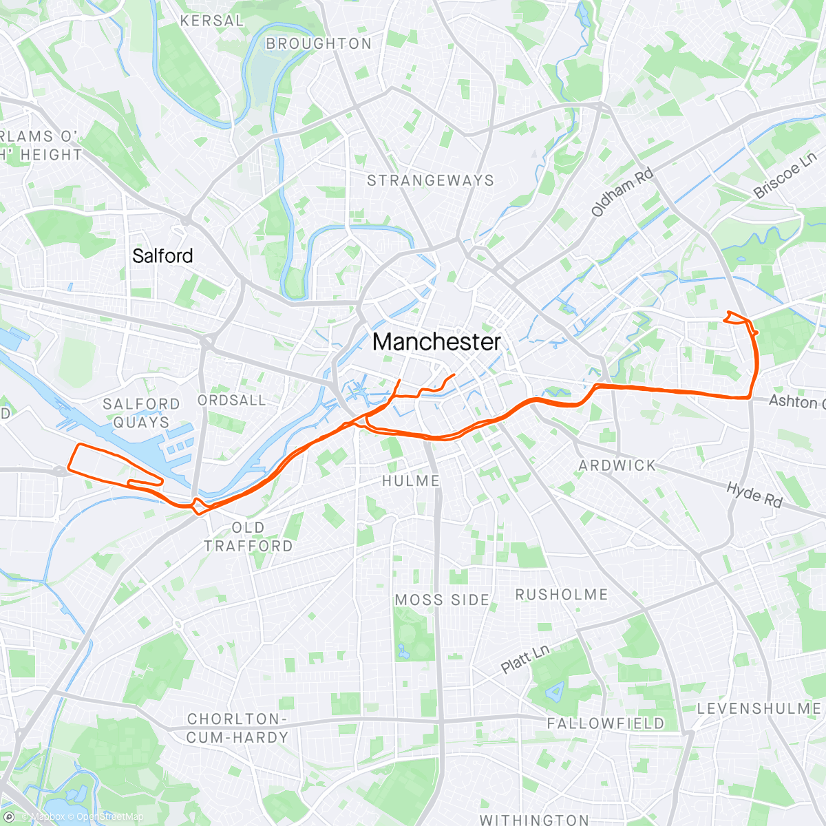 Map of the activity, Manchester half marathon - England masters v Wales