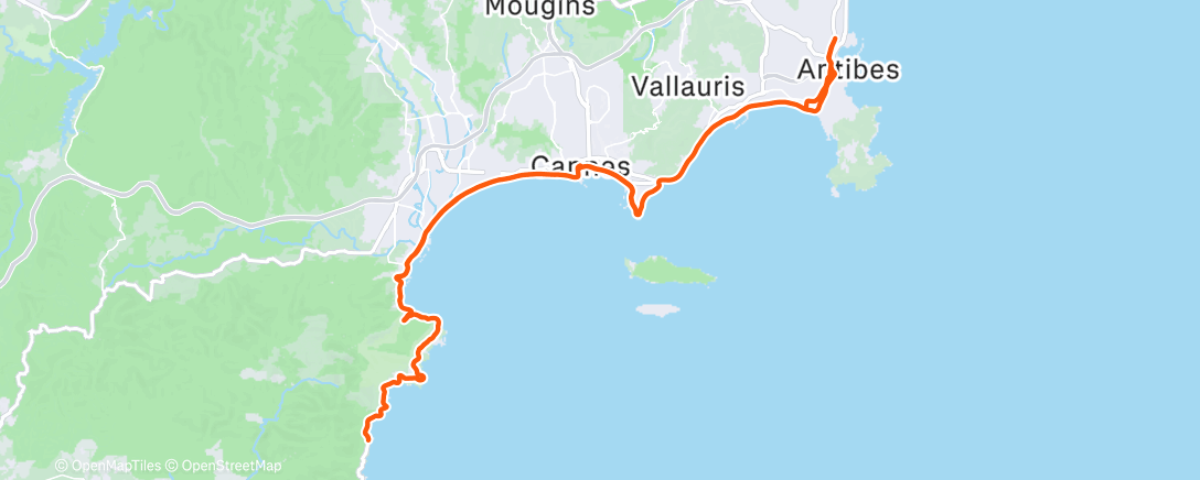 Map of the activity, Slow recovery ride