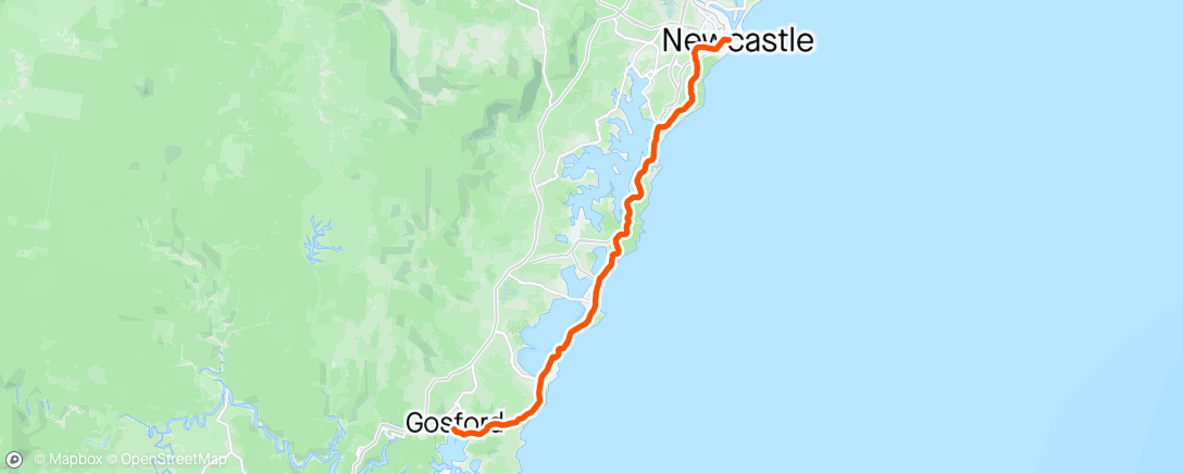 Map of the activity, CCBUG Gosford to Newcastle