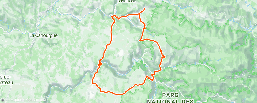 Map of the activity, Sortie vélo du samedi matin  en solo sur le Causse Méjean avec du vent