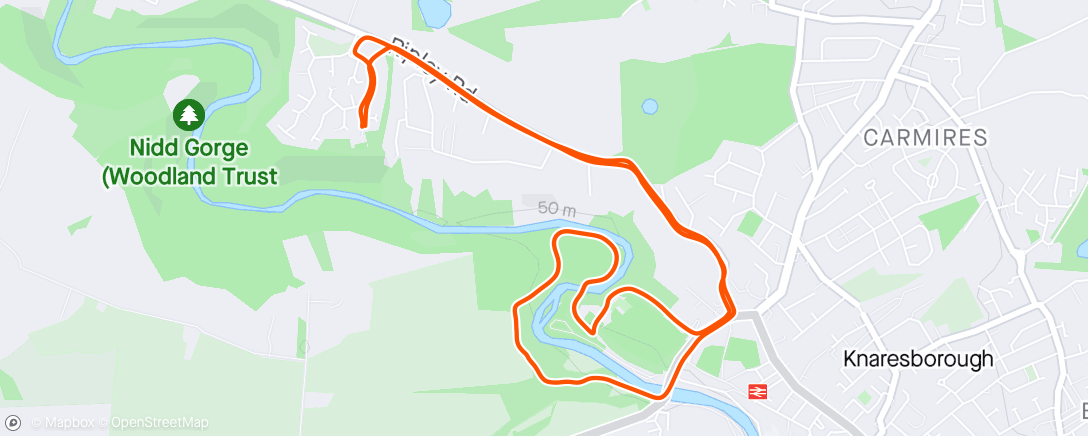 Map of the activity, Evening run. Tired legs