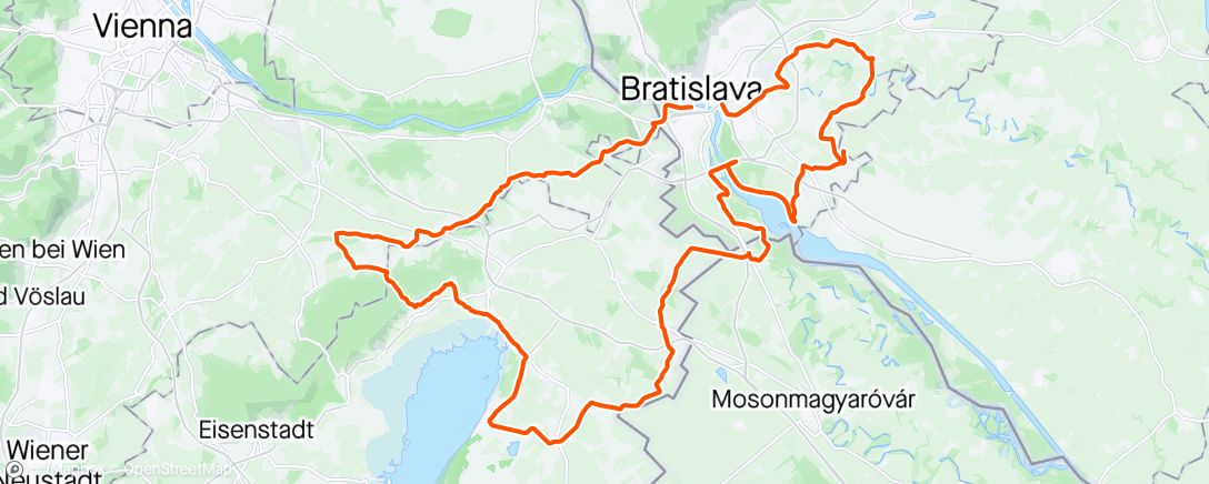 Map of the activity, Ultrabikers - Tromi statmi okolo Dunaja