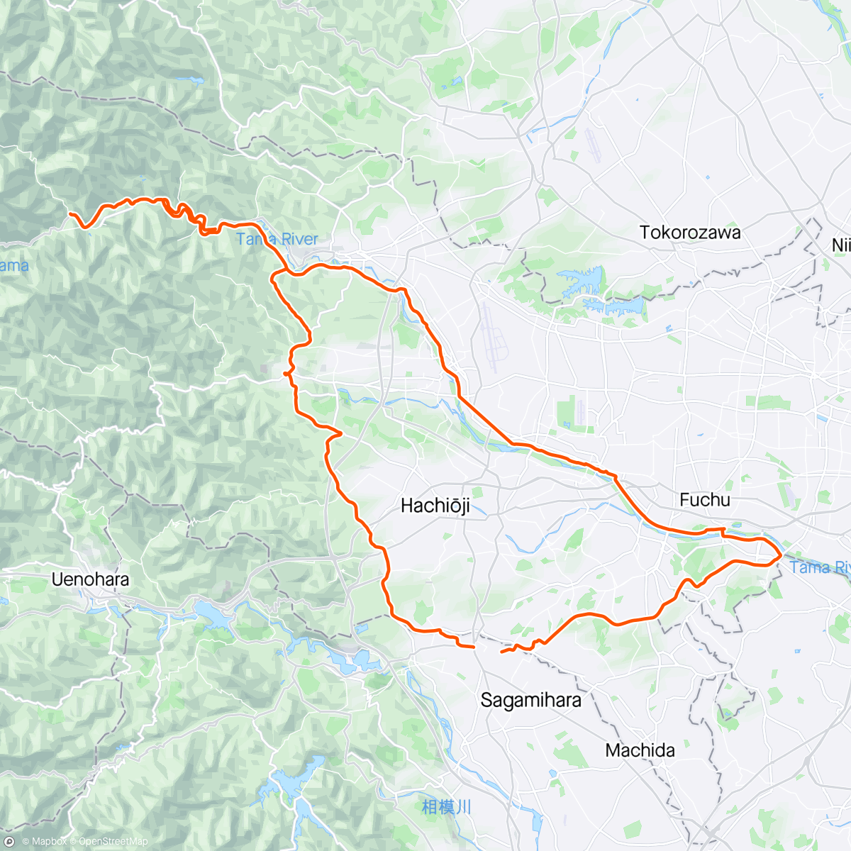 Map of the activity, mitake BBQ ride supported by Mirai no Mori