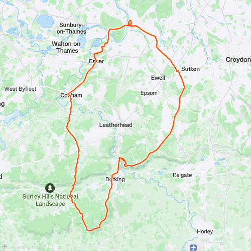 Cobham, Leith Hill, Box Hill Loop 77.9 km Road Cycling Route on Strava