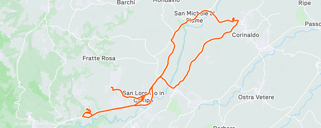 Map of the activity, Pedalata pomeridiana