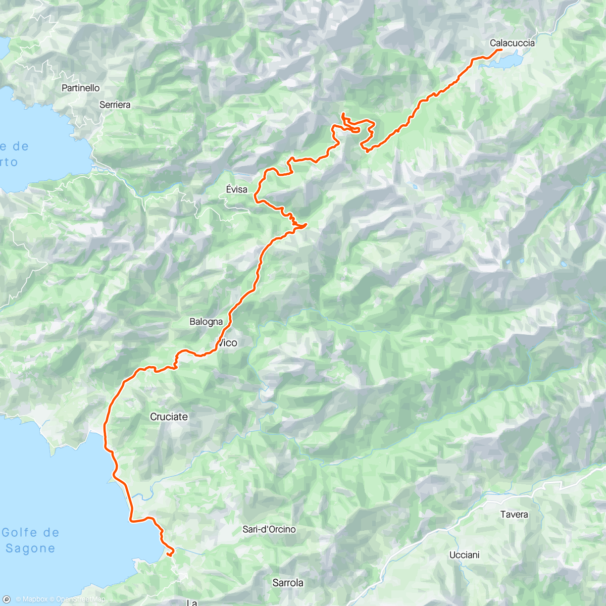 Mapa de la actividad (TRK Corse 7/12 : Calacuccia > Liscia)